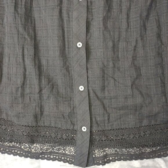 J. Crew Womens Long Sleeve Button-Up Top With Lace Trim Size S Black Guazy - Picture 8 of 14